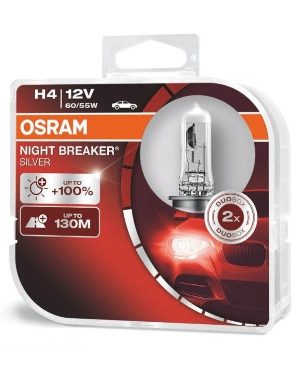 Osram - Галогенная лампа Night Breaker Silver H4 12V 60W P43t (64193NBS-HCB-DUO)  1650 Лм