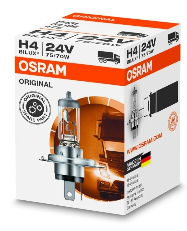 Osram - Галогенная лампа H4 24V 75W P43t (64196-FS)  1900 Лм