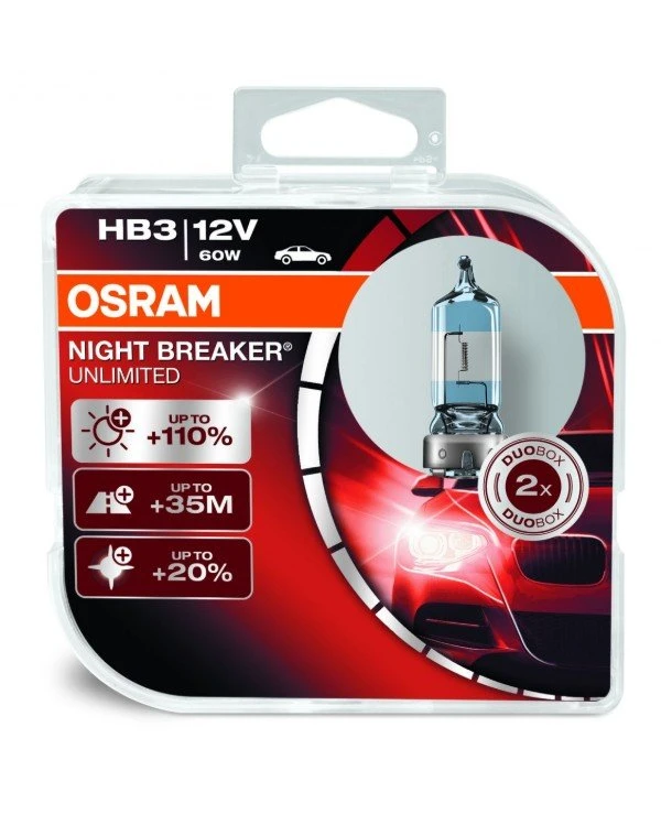 Osram - Галогенна автолампа Night Breaker Unlimited HB3 12V 60W P20d (9005NBU-HCB-DUO)  1700 Lm