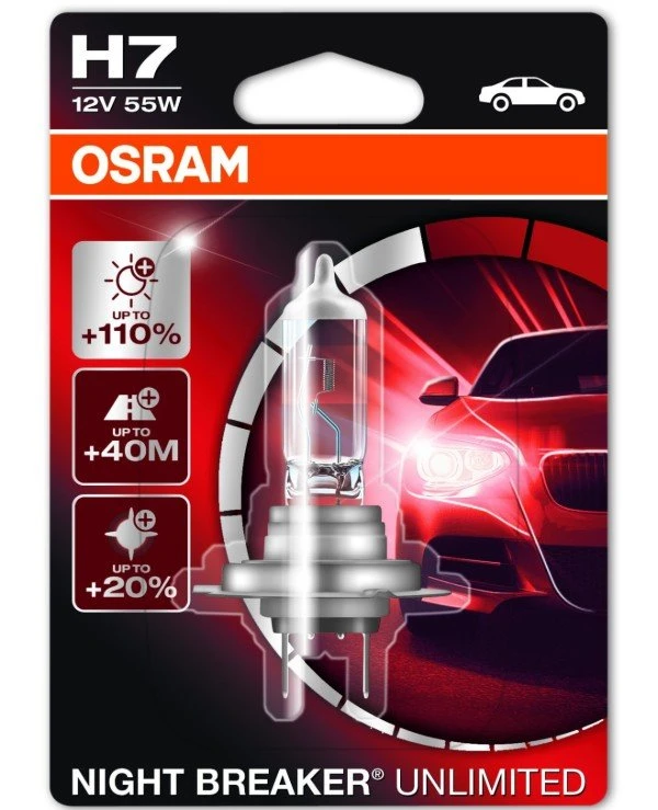 Osram - Галогенна лампа Night Breaker Unlimited H7 12V (64210NBU-BLI)  