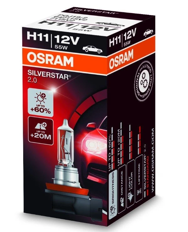 Osram - Галогенна лампа Silverstar H11 12V 55W PGJ19-2 (64211SV2-FS)  1350 Lm