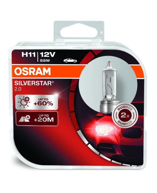 Osram - Галогенная лампа Silverstar H11 12V 55W PGJ19-2 (64211SV2-HCB-DUO)  1350 Лм