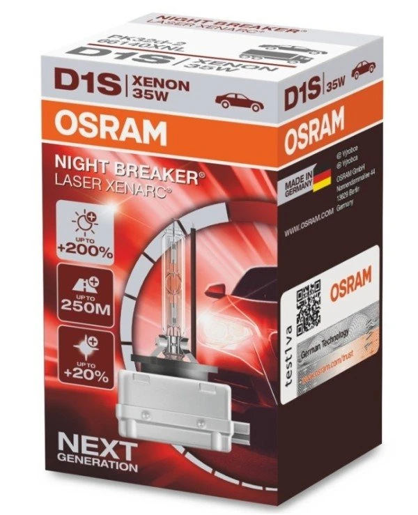 Osram - Ксеноновая лампа Xenarc Night Breaker Laser D1S 35W PK32d-2 (66140XNL-FS)  3200 Лм