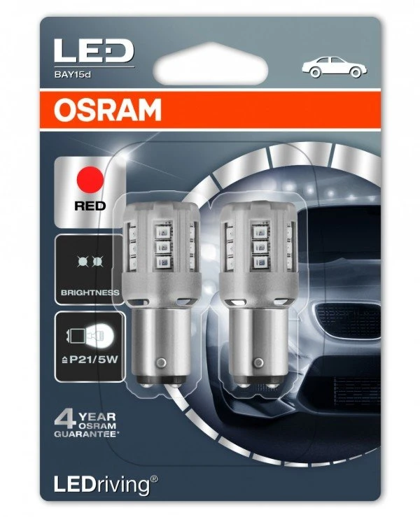 Osram - Автолампи LEDriving Standard P21/5W Red 12V 2W (1457RBLI2)  90 Лм