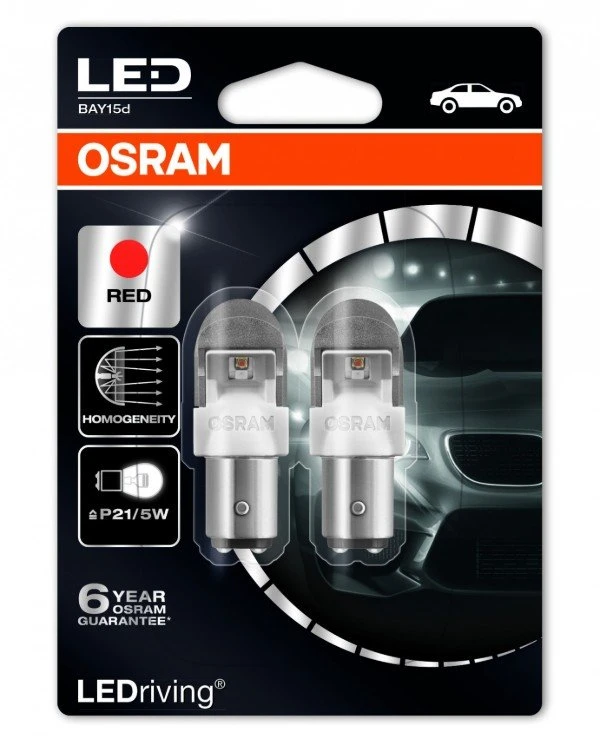 Osram - Светодиодная лампа LEDriving Premium P21/5W Red 12V (1557R-BLI2)  