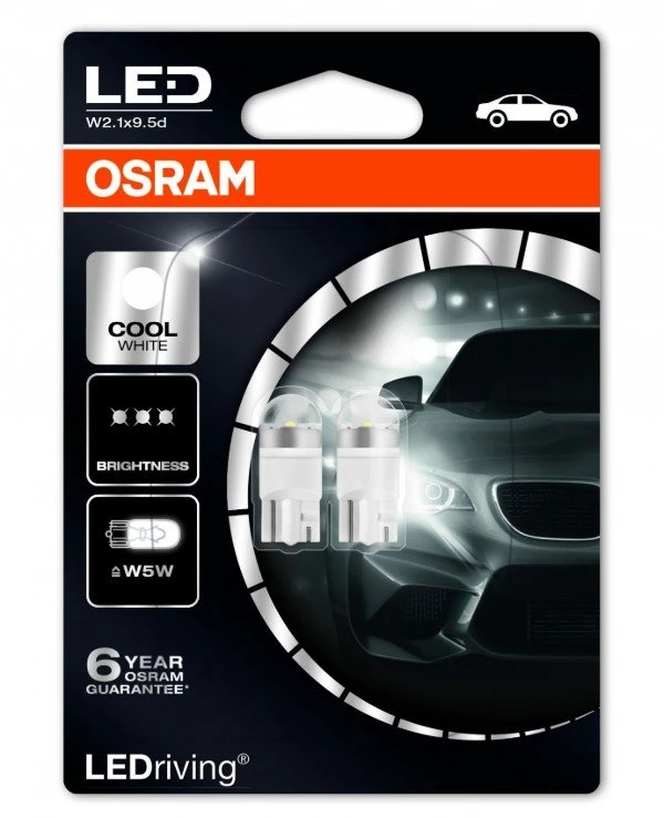 Osram - Autolamps LEDriving Premium W5W 6000K 1W 12V W2,1X9,5D (2850CW-BLI2)  
