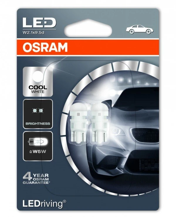 Osram - Автолампа LEDriving Standard W5W 6000K 1W 12V W2.1X9.5D (2880CW-BLI2)  50 Лм