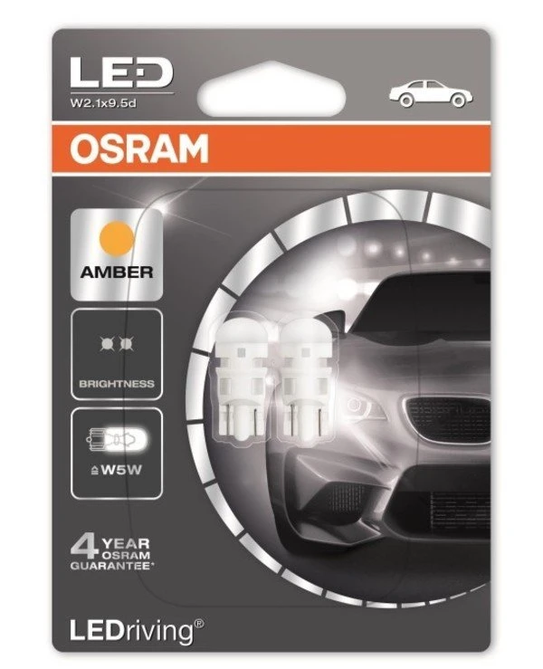 Osram - Autolamps LEDriving Standard W5W 2500K 1W 12V W2.1X9.5D (2880YE-BLI2)  50 lm