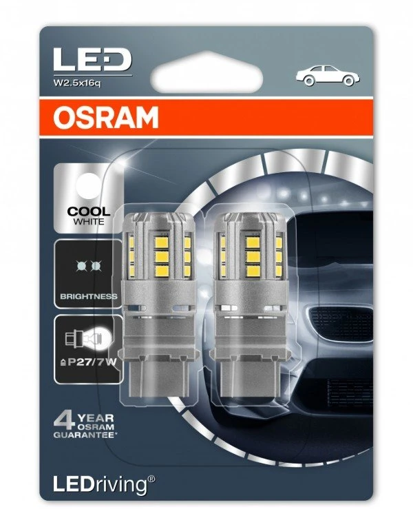 Osram - Автолампа P27/7W 6000K 3W 12V W2,1X9,5D (3547CW-BLI2)  190 Лм