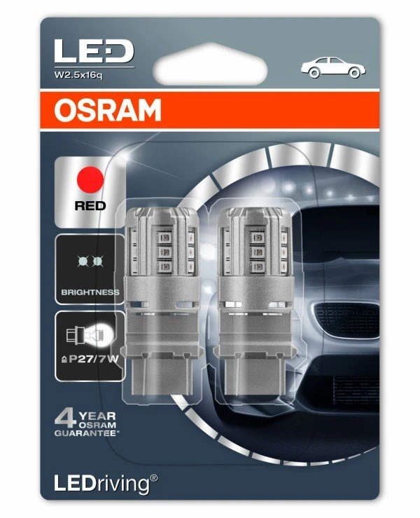 Osram - LED лампа LEDriving Standard P27/7W Red 12V (3547R-BLI2)  