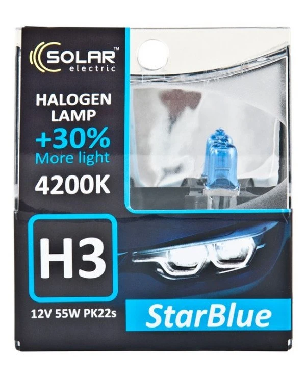 Solar - Галогенная лампа H3 12V 55W PK22s 4200K (1243S2) StarBlue 