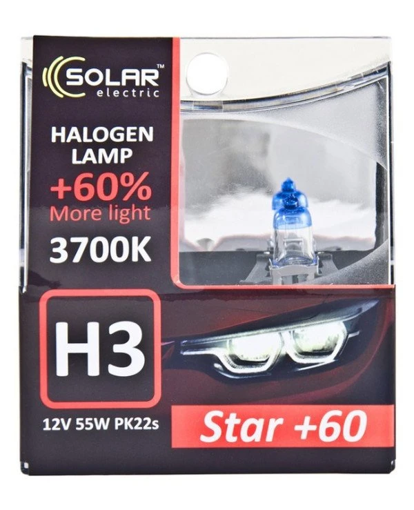 Solar - Галогенная лампа H3 12V 55W PK22s +60% (1233S2) Starlight 