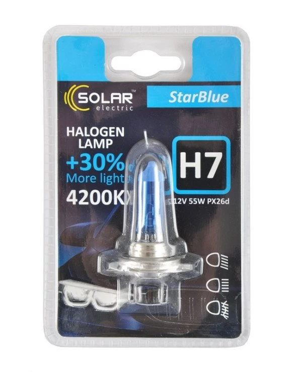 Solar - Галогенная лампа H7 12V 55W PX26d 4200K (1247B1) StarBlue 