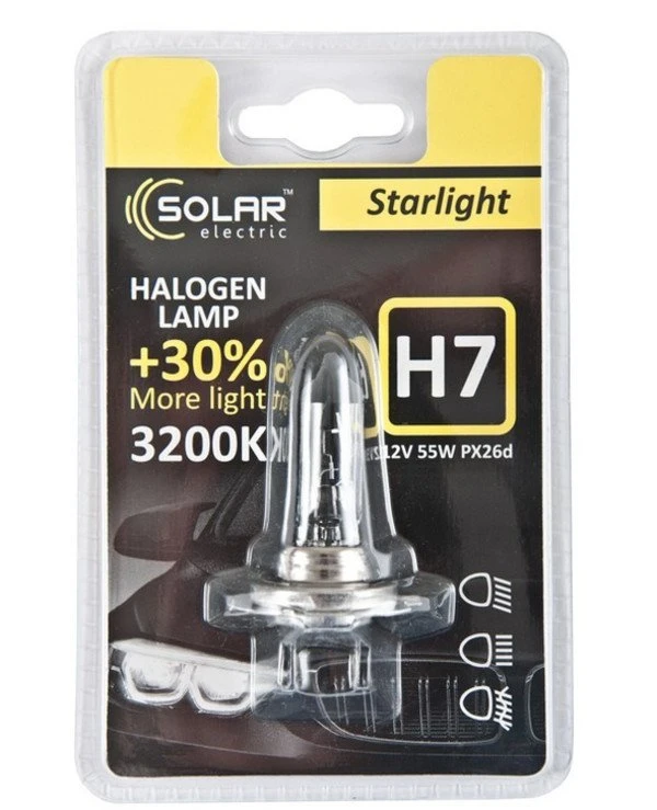 Solar - Галогенная лампа H7 12V 55W PX26d +30% (1207B1) Starlight 