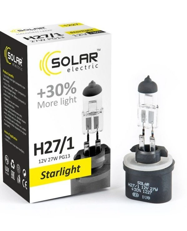 Solar - Галогенная лампа H27/1 12V 27W PG13 +30% (1227) Starlight 