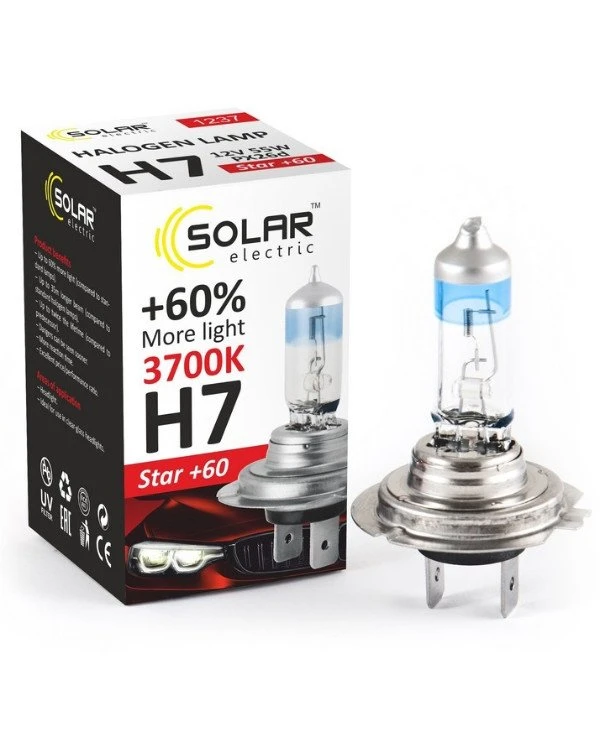 Solar - Галогенная лампа H7 12V 55W PX26d +60% (1237) Starlight 