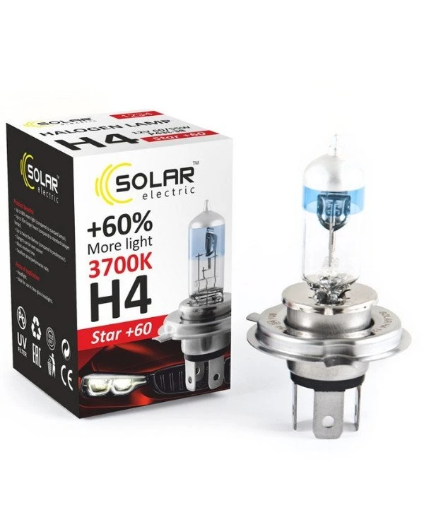 Solar - Галогенная лампа H4 12V 60/55W P43t-38 +60% (1234) Starlight 