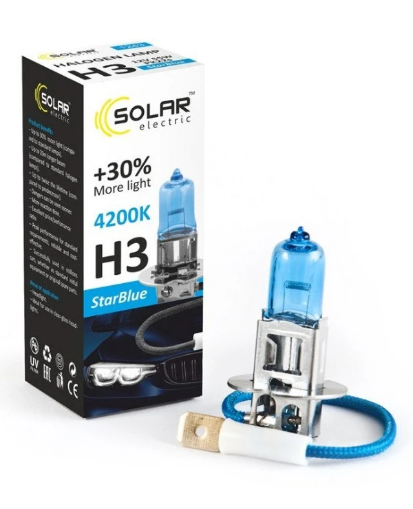 Solar - Галогенная лампа H3 12V 55W PK22s 4200K (1243) StarBlue 