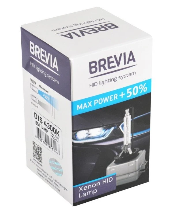 Brevia - Ксеноновая лампа Max Power D1S + 50% 4300K 35W  