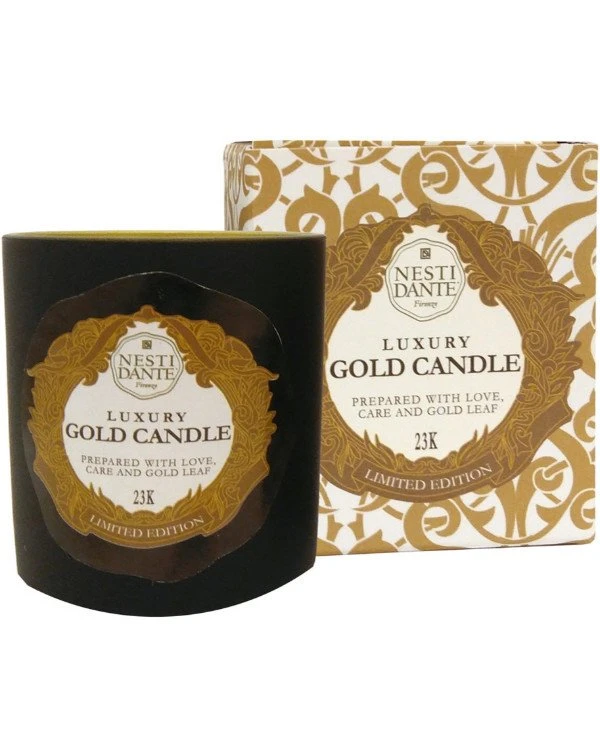 Nesti Dante - Свеча юбилейная с золотом 23-карата ароматизированная Candles Luxury Gold 160 г back