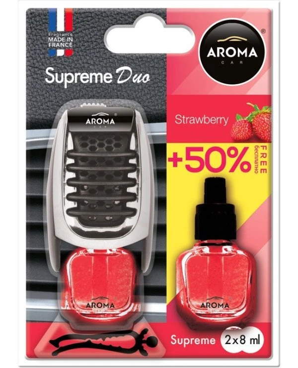 Aroma Car - Ароматизатор "Клубника" Supreme DUO Slim Strawberry 8 мл х 2 шт