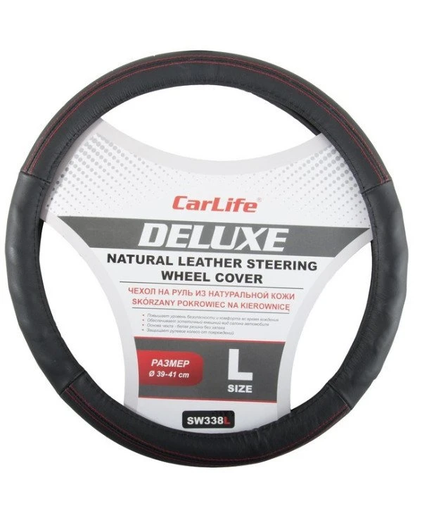 CarLife - Чехол на руль Delux SW338L  Черный, 39-41см (L)