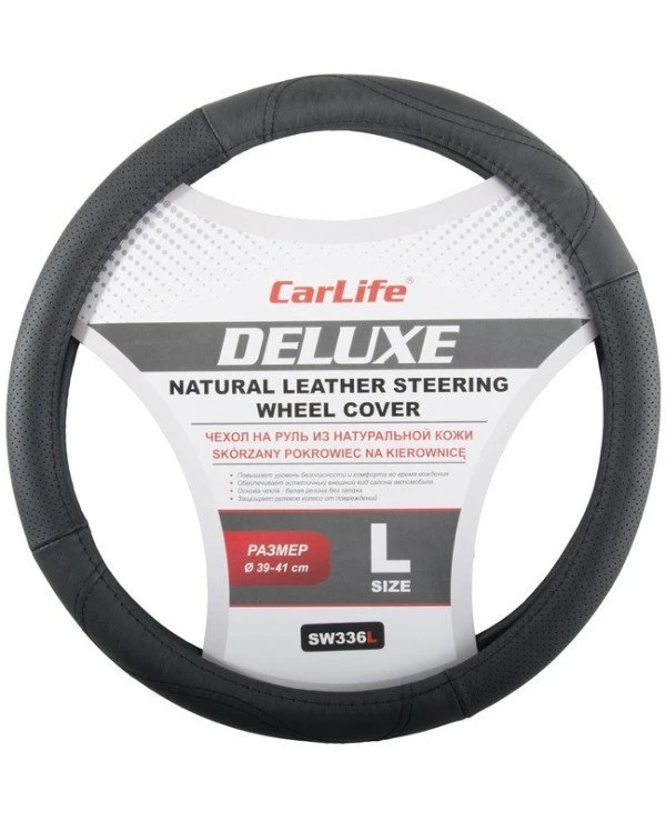 CarLife - Чехол на руль Delux SW336L  Черный, 39-41см (L)