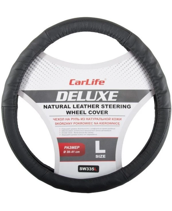CarLife - Чехол на руль Delux SW335L  Черный, 39-41см (L)