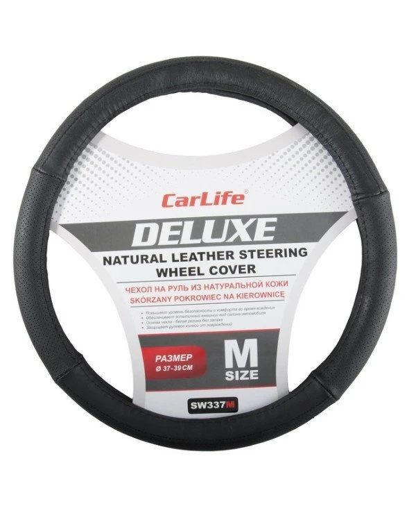 CarLife - Чехол на руль Delux SW337M  Черный, 37-39см (M)