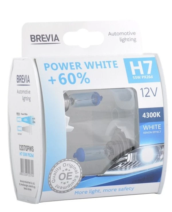 Brevia - Галогенная лампа Power White +60% H7 55W 4300K  