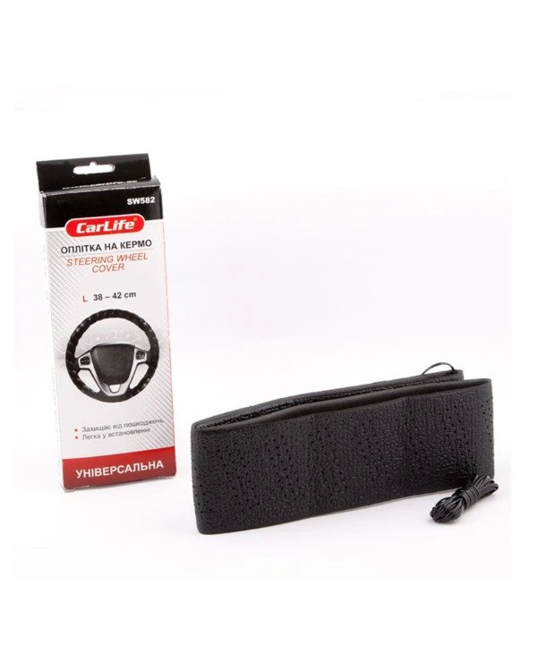 CarLife - Оплётка на руль CW582  Черный, 39-41см (L)