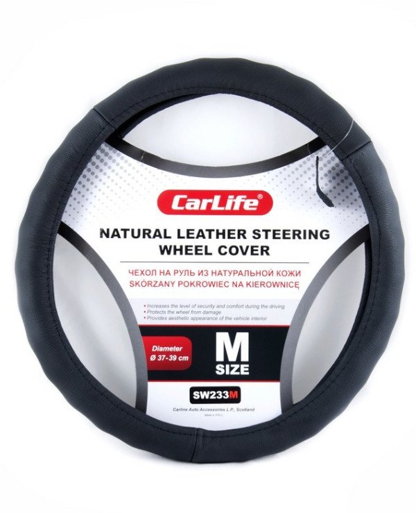 CarLife - Cover on the steering wheel SW233M  Black, 37-39cm (M)