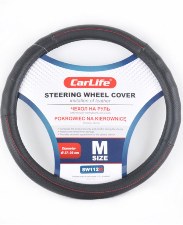 CarLife - Cover on the steering wheel SW112M  Black, 37-39cm (M)