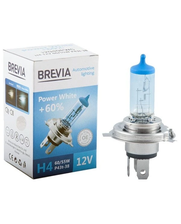 Brevia - Галогенная лампа Power White +60% H4 12V 60/55W 4300K  