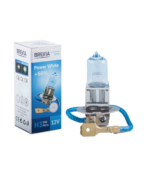 Brevia - Галогенная лампа Power White +60% H3 12V 55W 4300K  
