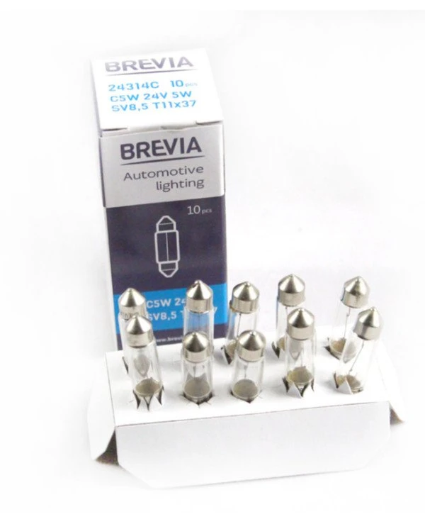 Brevia Лампа накаливания C5W 24V 5W SV8.5 T11x37 | BREVIA C5W фото2 цена, купить