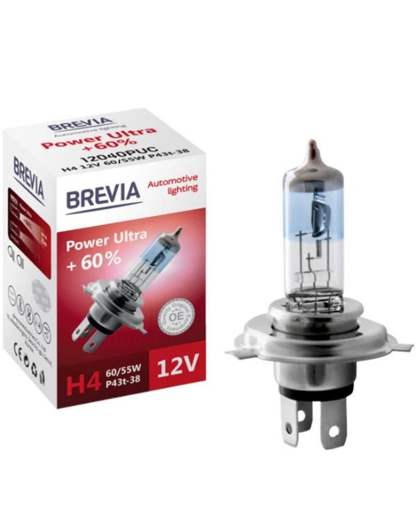 Brevia - Галогенная лампа H4 POWER ULTRA +60%  