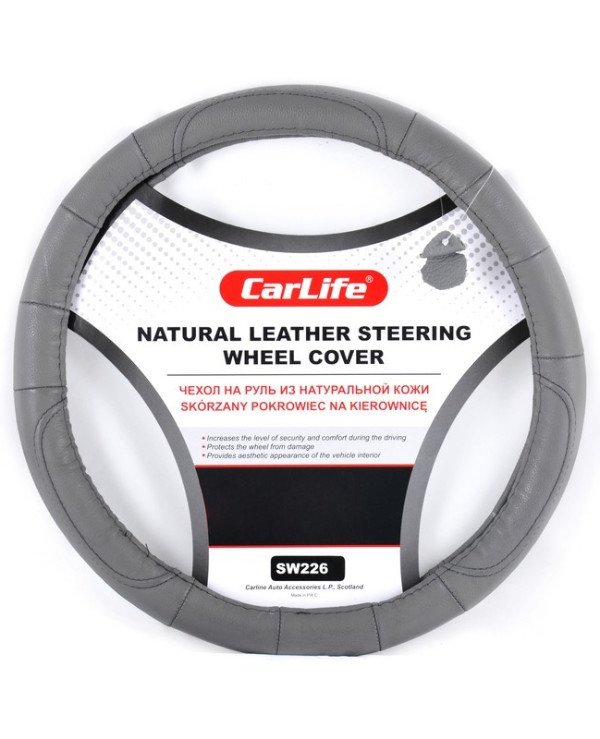 CarLife - Cover on the steering wheel SW226S  Gray, 35-37см (S)