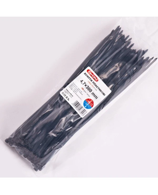 CarLife - Plastic clamps 4,8x300 mm Black  