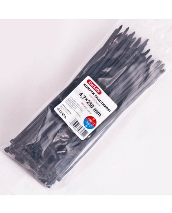 CarLife - Plastic clamps 4.8x250 mm Black  