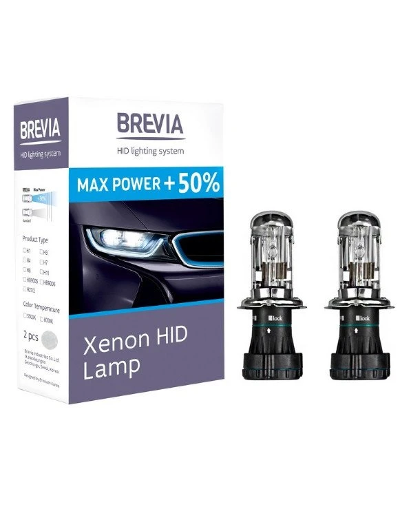 Brevia - Ксеноновые лампы Max Power +50% H4 5500K 35W  