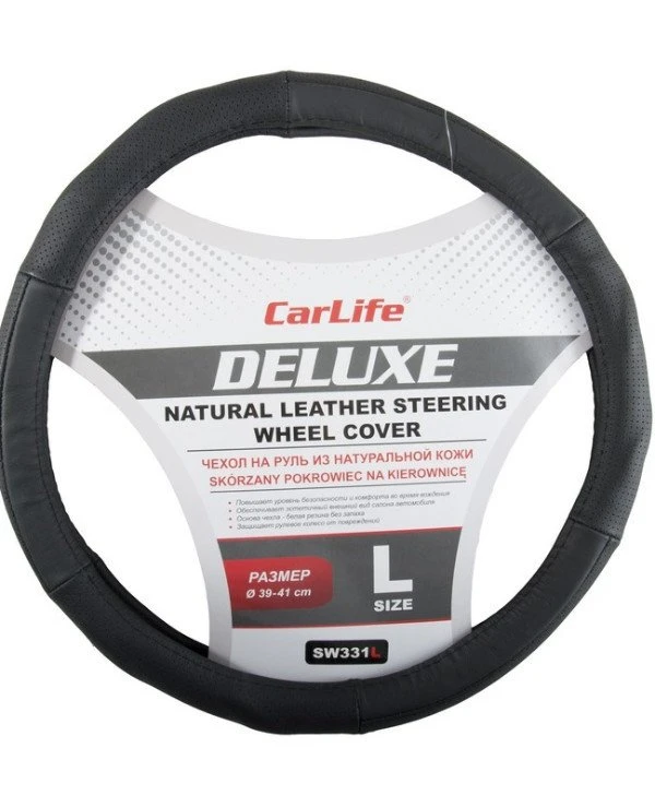 CarLife - Чехол на руль Delux L SW331L  Черный, 39-41см (L)