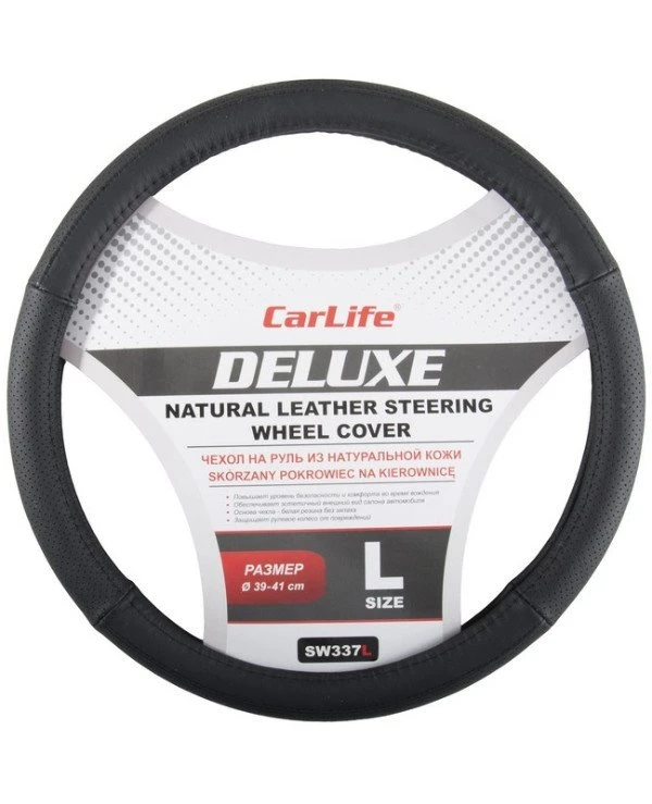 CarLife - Чехол на руль Delux SW337L  Черный, 39-41см (L)