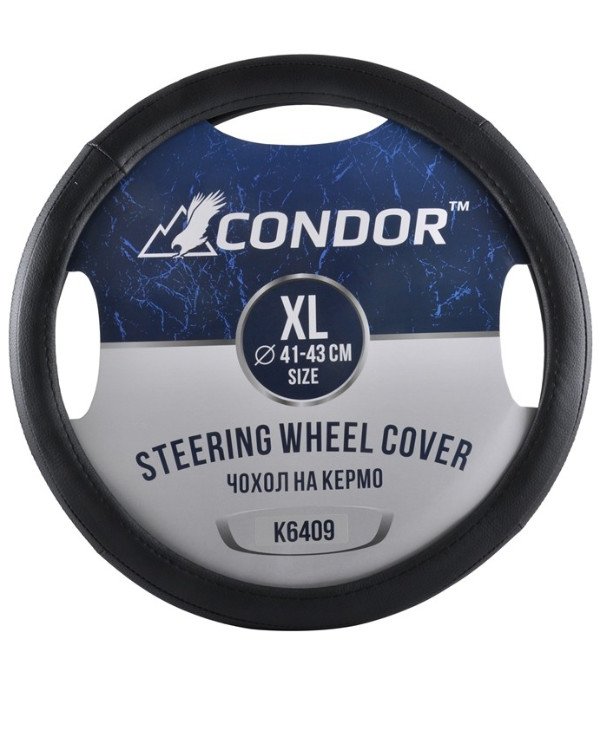 Condor - Cover on the steering wheel K6409  Black, 41-43см (XL)