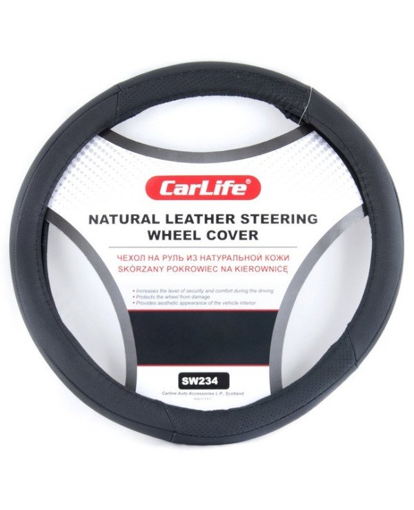 CarLife - Cover on the steering wheel SW234S  Black, 35-37см (S)