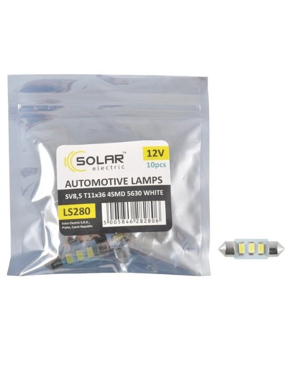 Solar Автолампы светодиодные 12V SV8.5 T11x36 3SMD 5630 white | Solar 12V SV8.5 T11x36 фото 2, цена, купить