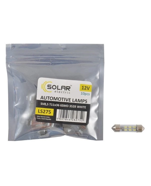 Solar Автолампы светодиодные 12V SV8.5 T11x36mm 6smd | Solar 12V SV8.5 T11x36mm фото 2, цена, купить