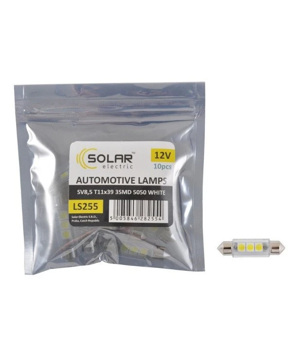 Solar Автолампы светодиодные 12V SV8.5 T11x39 3smd | Solar 12V SV8.5 T11x39 фото 2, цена, купить