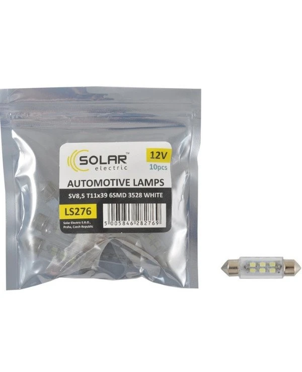 Solar Автолампы светодиодные 12V SV8.5 T11x39mm 6smd | Solar Автолампа фото 2, цена, купить