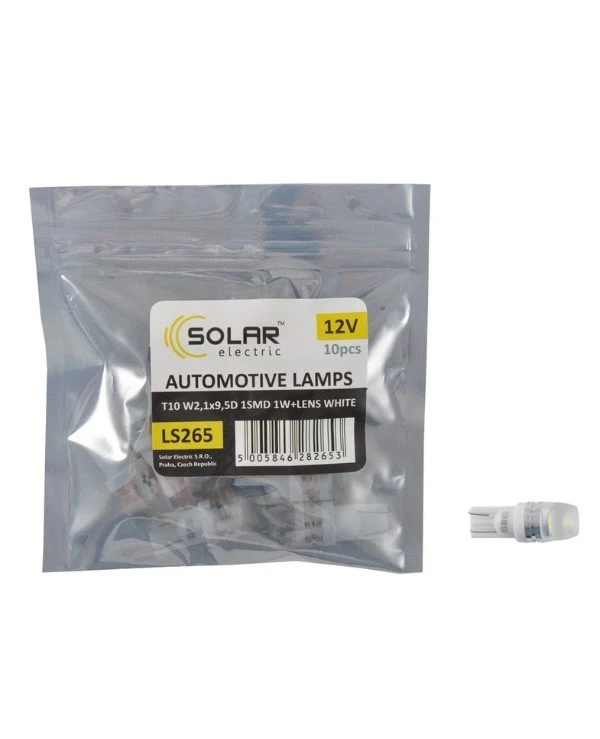 Solar Автолампы светодиодные 12V T10 SMD 1W+Lens | Solar 12V T10 SMD фото 2, цена, купить